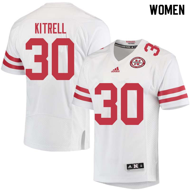 Women #30 Bo Kitrell Nebraska Cornhuskers College Football Jerseys Sale-White